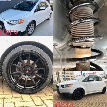 Mitsubishi Colt - Japan Racing wheels (JR11) 17 inch + 205/40R17 Infinity ECOMAX // Eibach springs